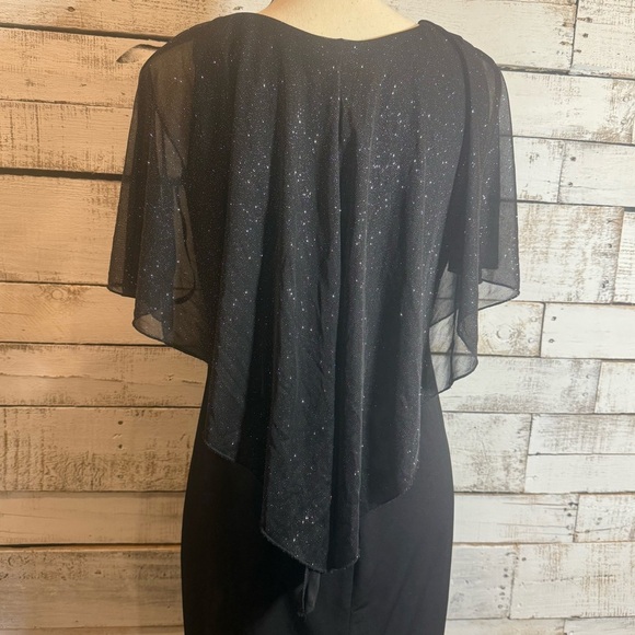 En Focus Studio Black Evening Dress w/Glitter Drape, Size 8 - Picture 3 of 6